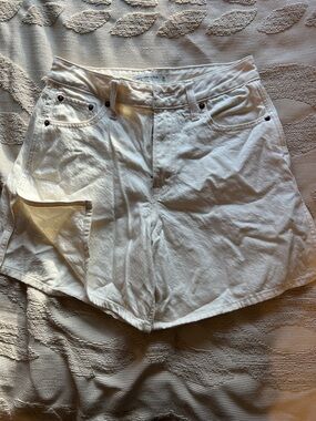 Abercrombie & Fitch White High-Rise Cotton Denim Shorts